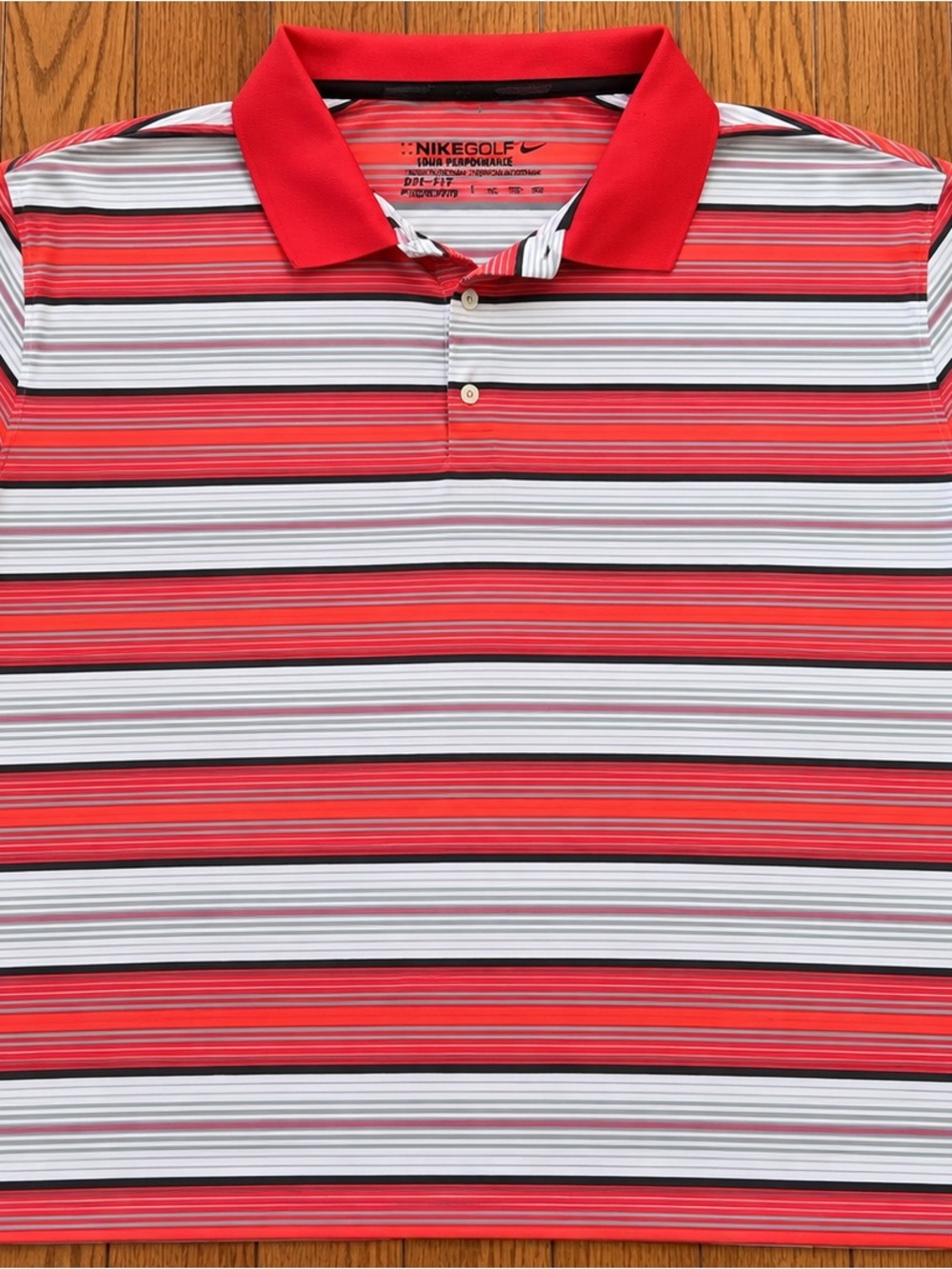 Nike Red White Black Striped Golf Polo